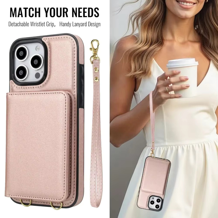 Apple Crossbody Handyhülle mit RFID-blockierendem Kartenhalter für iPhone 16e 16 Pro Max 15 14 13 12 Mini 11 X XS SE in Weiß - Bild 2