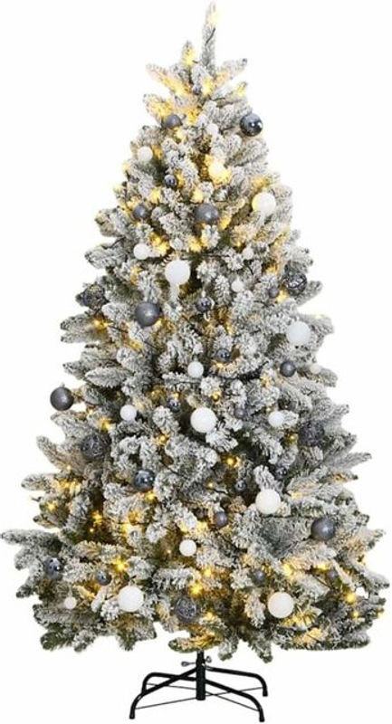 Künstlicher Weihnachtsbaum von vidaxl in Grün und Weiß mit 300 LEDs und Kugeln, Höhe: 270 cm - Bild 1