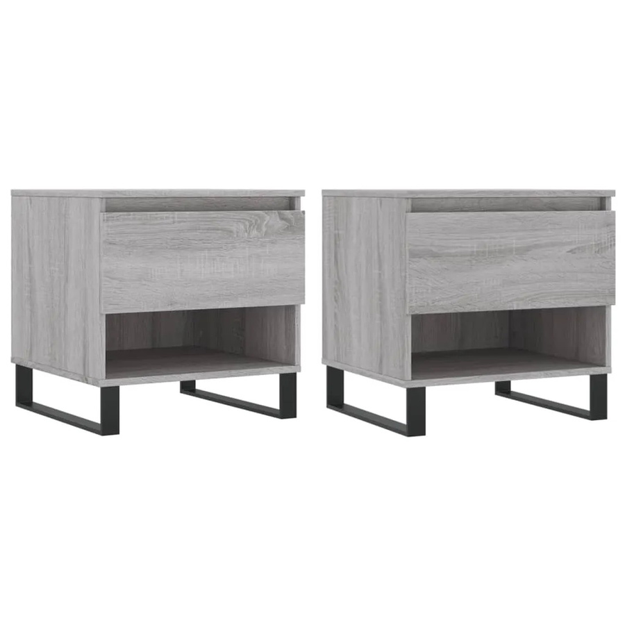 vidaXL Couchtisch Set 2 Stück Grau Sonoma modern aus Holzwerkstoff und Metall B/T/H: 50 x 46 x 50 cm - Bild 2