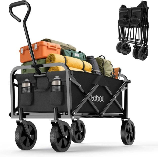 Toboli Faltbarer Offroad Bollerwagen in Schwarz - Bild 1