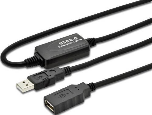 Digitus Aktives USB 2.0 Verlängerungskabel mit USB-A Stecker und USB-A Buchse, Schwarz, Länge: 10 m - Bild 1
