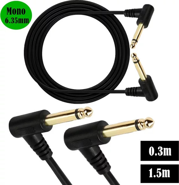 BSN Mono-Patchkabel für Instrumente, 6,35mm TS Stecker zu Stecker, Schwarz, Länge: 0,3 m - Bild 1