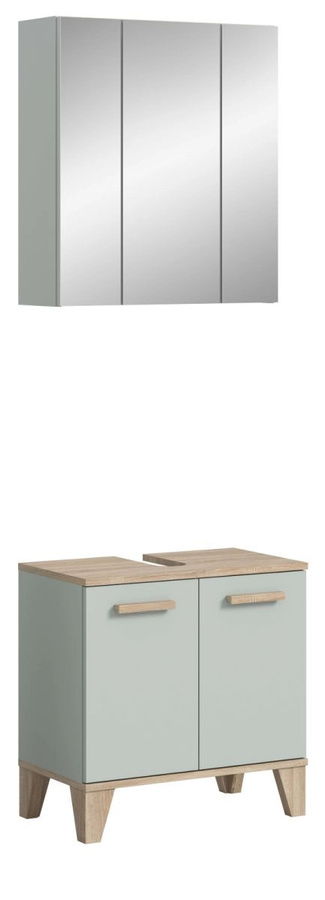Badmöbel Set Luna von Inn.Furn, 2-teilig, grün und Eiche matt, mit Spiegelschrank und Waschtischunterschrank, Breite: 60 cm - Bild 4