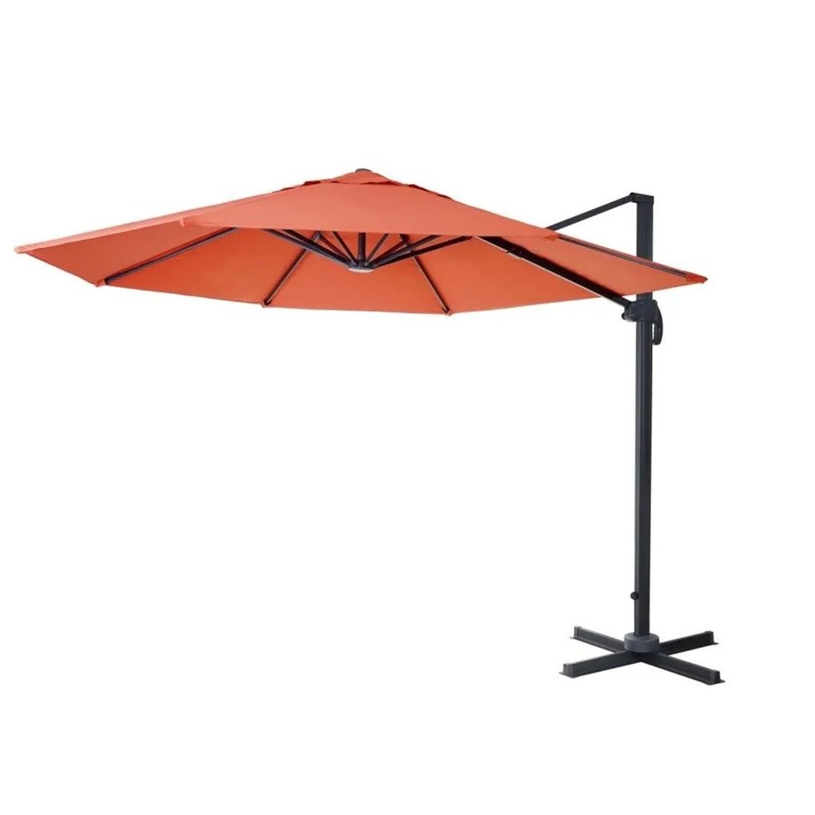 Gastronomie-Ampelschirm MCW A96 in Terracotta, runder Sonnenschirm aus Polyester mit Alu- und Stahlgestell, Durchmesser: 3 m - Bild 2