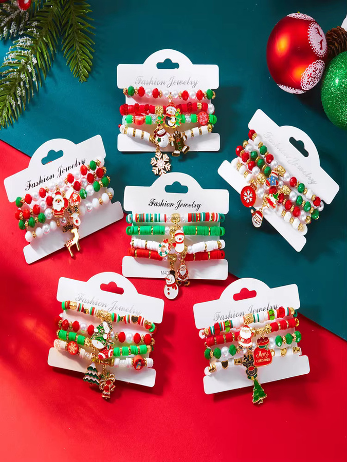 RINHOO FRIENDSHIP Armband, Bunt, Kristall, Perle, Damen, Weihnachten - Bild 3