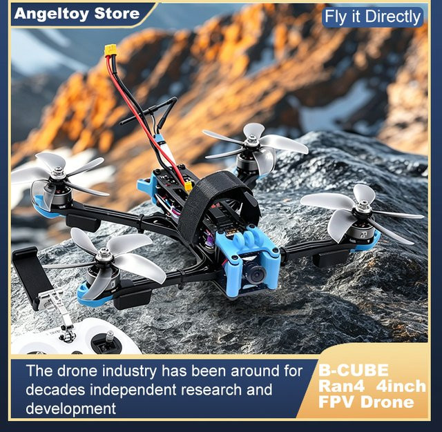B-CUBE Ran4 4-Zoll FPV Drohnen-Rahmenkit aus Kohlefaser in Schwarz für Renndrohnen und Quadcopter mit Unterstützung für INAV, Beatflight, F722, F745 und Ardupilot Flugsteuerung - Bild 1