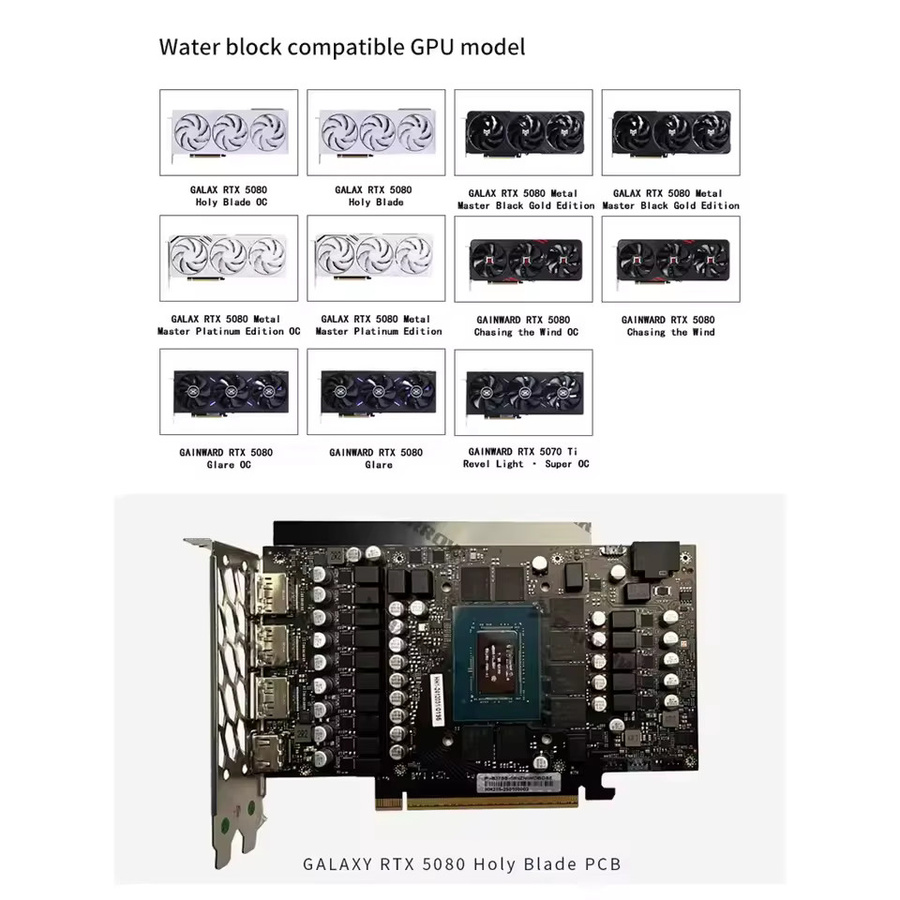 Barrow 5080 Wasserkühler für Galax & Gainward RTX5080 Grafikkarte, GPU-Wasserblock mit 5V ARGB in Schwarz/Weiß, BS-GAM5080-PA - Bild 1