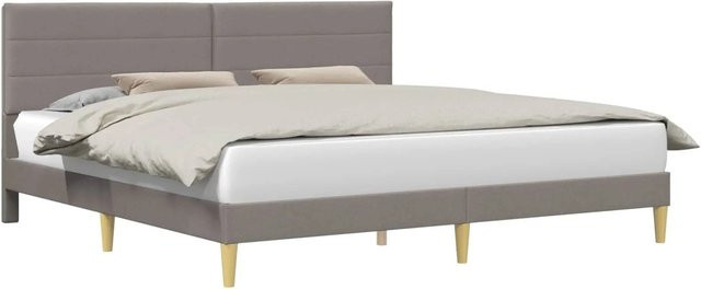 vidaXL Bettrahmen mit Kopfteil in Taupe aus Stoff, B/T/H: 200 x 200 x 96 cm - Bild 1