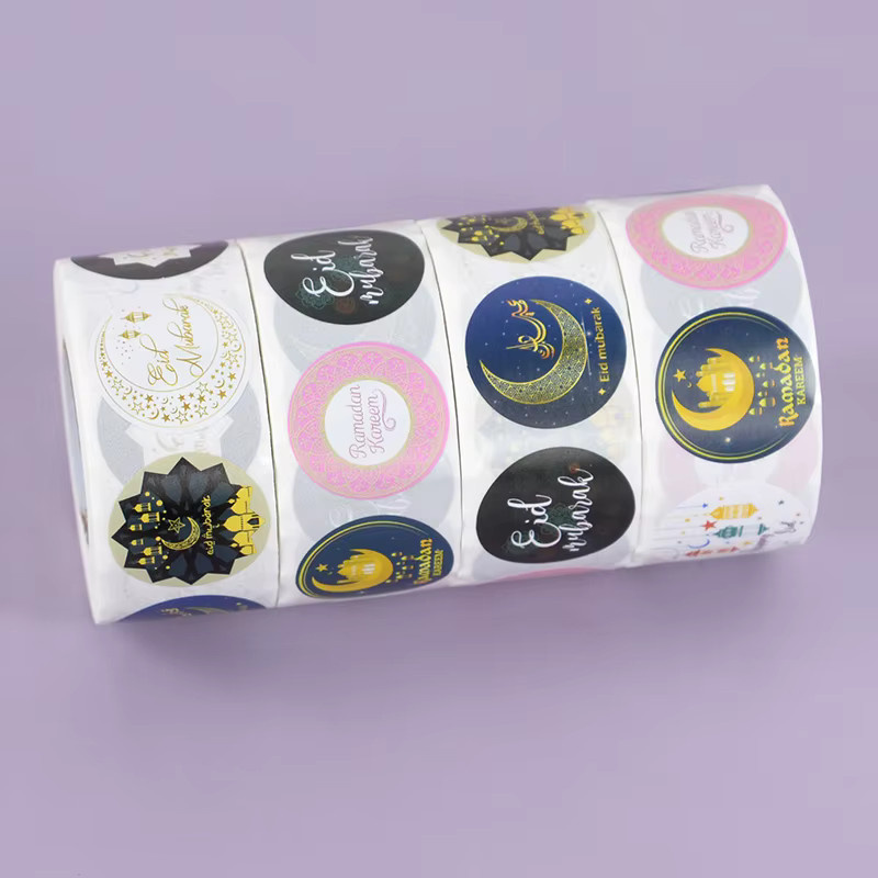 500 Stück Eid Mubarak Aufkleber für Ramadan Kareem Dekoration und Geschenkboxen, Mehrfarbig - Bild 2