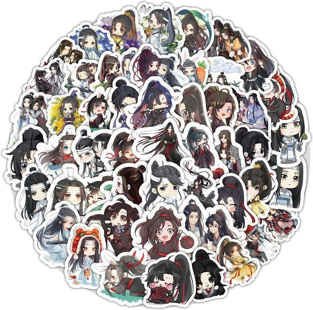 100 Stück Mo Dao Zu Shi Anime Aufkleber Wei Wuxian DIY Abziehbilder in Grau und Multicolour für Notizbuch, Gepäck, Skateboard und Handy von Binchi Outdoor Product - Bild 1