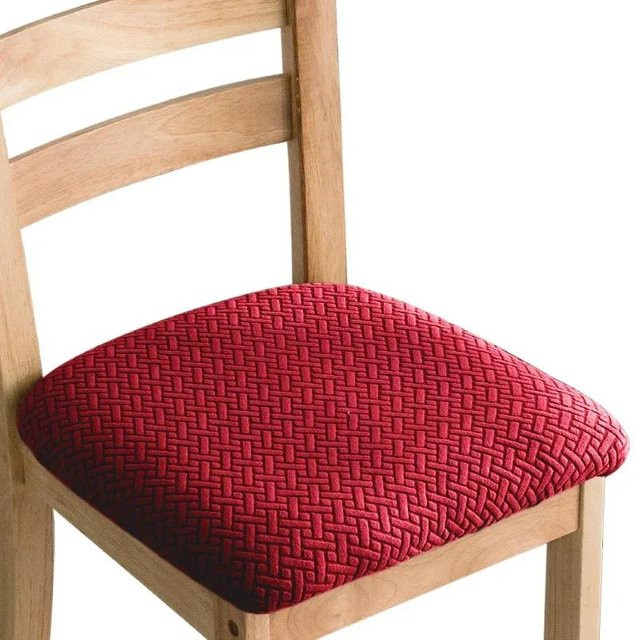 4er-Set Jacquard Stuhlbezüge von Yiran Furniture in Rot, elastische Stretch Spandex Sitzbezüge für Esszimmerstühle mit Anti-Rutsch-Funktion - Bild 1