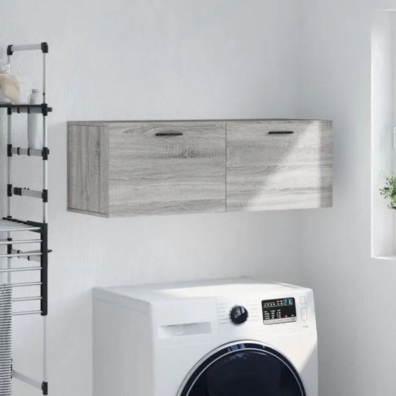 Vidaxl Wandschrank in Grau Sonoma aus Holzwerkstoff mit Drehtüren, B/H/T: 100 x 35 x 35 cm - Bild 1