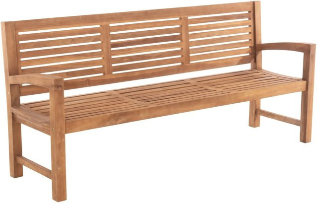 DELUKE Gartenbank DAGAD aus Teakholz mit Lehne und Armlehnen, wetterfest, Braun, B/T/H: 200 x 59 x 92 cm - Bild 1