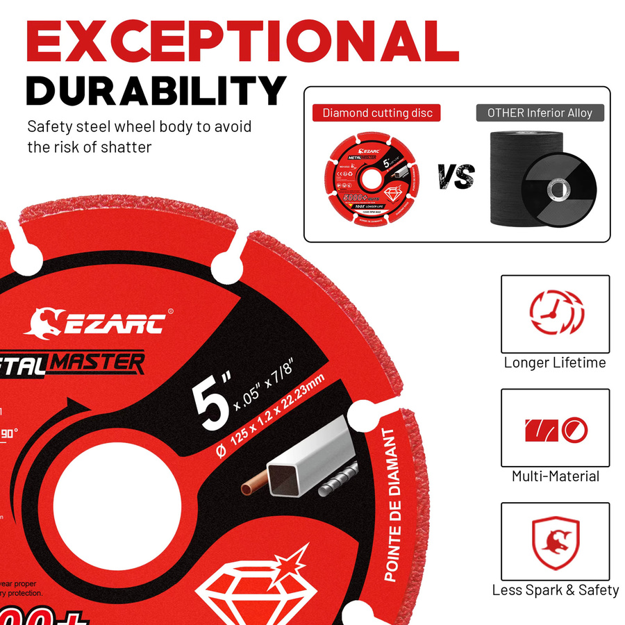 EZARC Diamant-Trennscheibe für Metall in Rot, Durchmesser: 125 mm - Bild 6