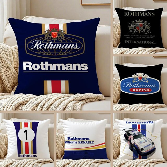 R-Rothmans Kissenbezug aus Plüsch mit Grafik-Print in Weiß und Blau, quadratisch, Breite: 30 cm, Höhe: 30 cm - Bild 1