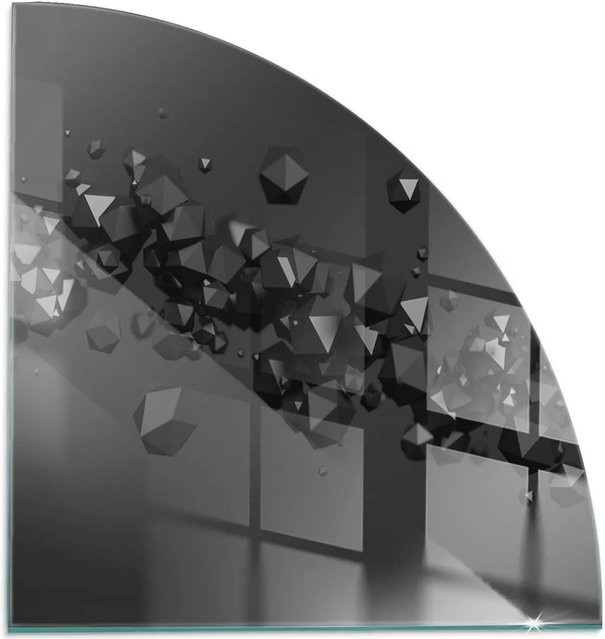 Tulup Glasplatte für Kamin Abstrakte Wolke in Schwarz, B/T: 100 x 100 cm - Bild 1