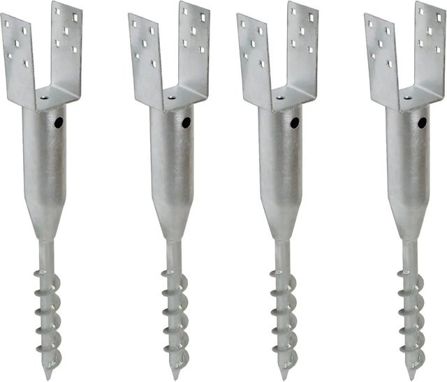 TRUTZHOLM 4er Set U-Profil Bodenhülse zum Einschrauben, Feuerverzinkter Stahl, Farbe: Silber, Länge: 67,5 cm, Breite: 7 cm, Tiefe: 7 cm - Bild 1