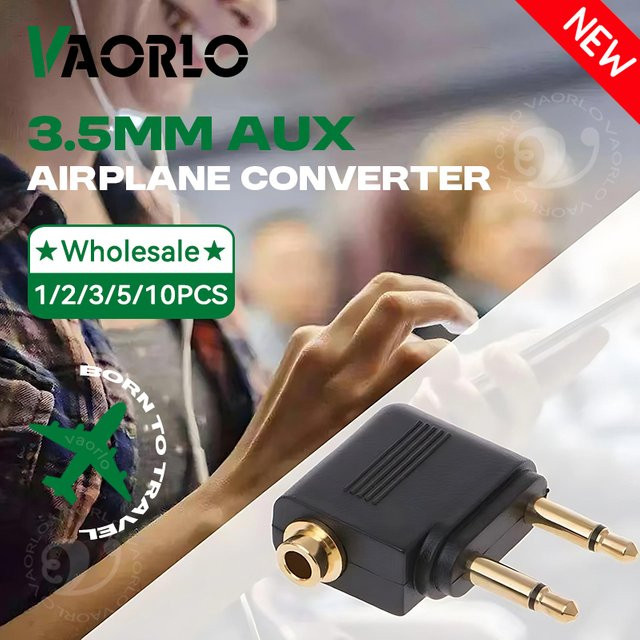 VAORLO Flugzeug Audio Adapter mit 3,5 mm Klinkenstecker in Schwarz - Bild 1
