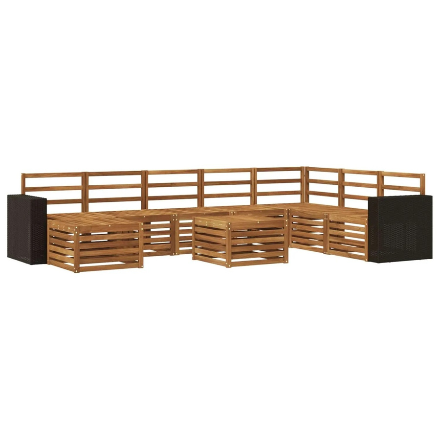 vidaXL Outdoor-Sofagarnitur aus Akazie Massivholz in Natur Braun, 9-teiliges Set im modernen Latten-Design - Bild 2