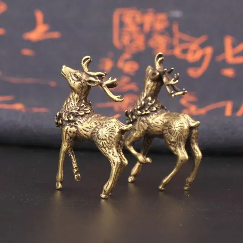 2er-Set Vintage Hirsch Ornamente aus Messing und Kupfer in Gold für deine Wohnkultur - Bild 1