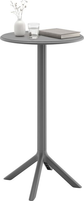 CLP Stehtisch Tomas Gartentisch rund aus Polypropylen grau, Durchmesser: 60 cm, Höhe: 107 cm, wetterfest und UV-beständig - Bild 1