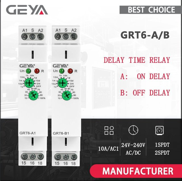 GEYA Elektronisches Verzögerungszeitrelais Typ 10 A GRT6-A/B für AC230 V oder AC/DC24V-240V - Bild 1