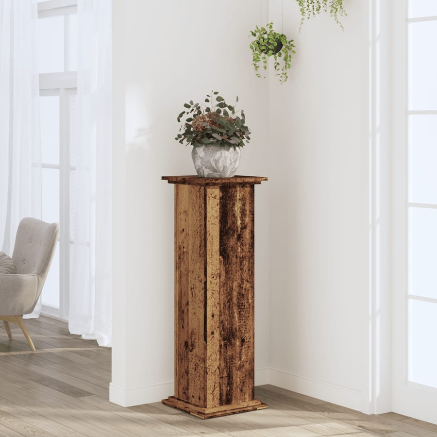 vidaXL Pflanzenständer in Altholz-Optik aus Holzwerkstoff, Braun, B/T/H: 33 x 33 x 100 cm - Bild 3