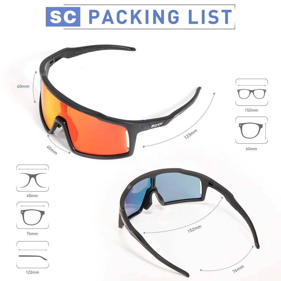 SCVCN Sportsonnenbrille, Unisex, Vollrand, Black, Kunststoff - Bild 3