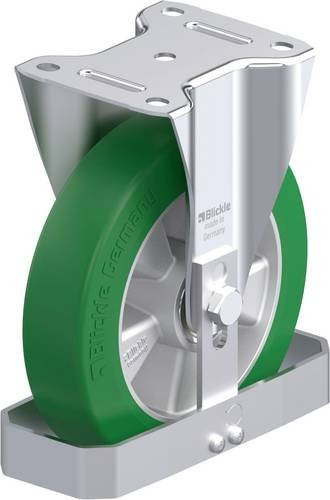 Blickle Stahlblech-Bockrolle B-ALST 200K-FS in Silber und Grün mit 200 mm Rad-Durchmesser und 400 kg Tragfähigkeit - Bild 1