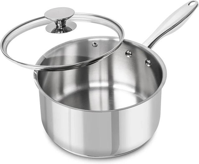 MICHELANGELO Kochtopf mit Deckel aus Edelstahl in Grau, Induktionskompatibler Suppentopf mit verdicktem Boden, 2,84 l - Bild 1