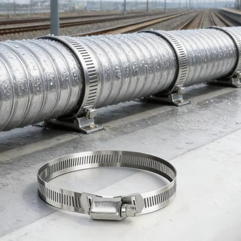 Schlauchschellen-Set aus Edelstahl 304 mit Schneckengetriebe und Befestigungselementen in Silber, verstellbar für 2 m und 2,5 m - Bild 3