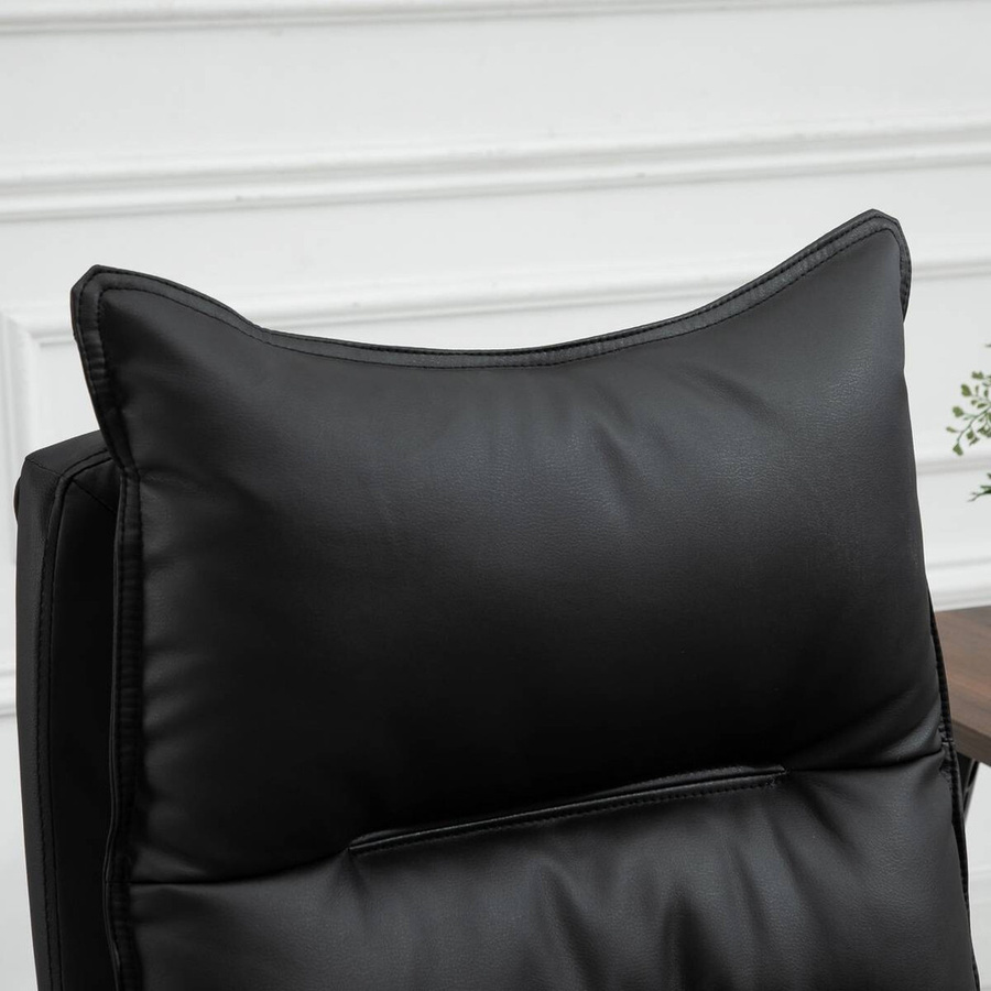 Vinsetto Bürostuhl mit Fußstütze in Schwarz aus Kunstleder, höhenverstellbar mit Armlehnen und Rollen, B/T/H: 66 x 72 x 122-130 cm - Bild 4