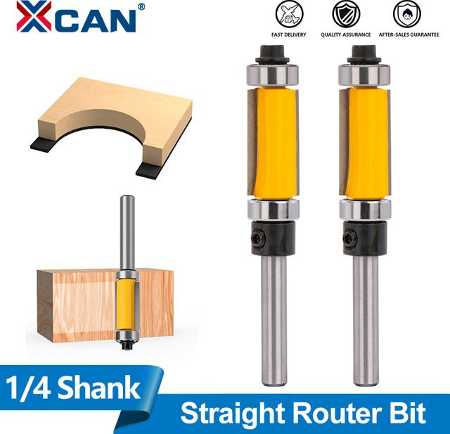 XCAN Flush Trim Router Bit mit Ober- und Unterlager, 1/4 Zoll Schaft, Gerader Fräser für die Holzbearbeitung - Bild 1