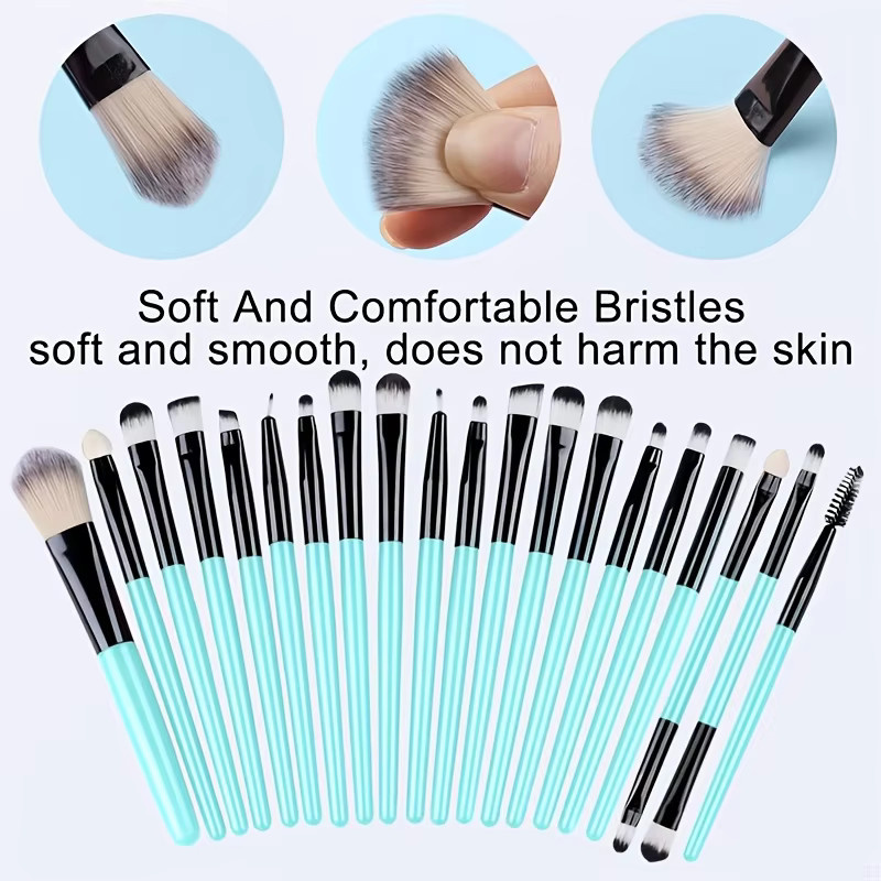 RUNTOIN Make-up-Pinsel-Set mit Make-up-Schwamm, 20-teilig, Unisex - Bild 2