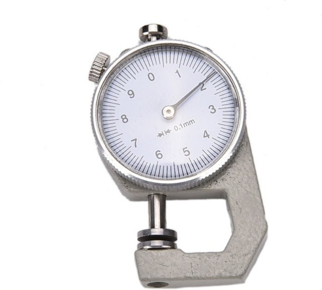 Präzisions-Dickenmesser für Leder und Papier mit Messbereich 0-10mm in Silber aus Metall - Bild 1