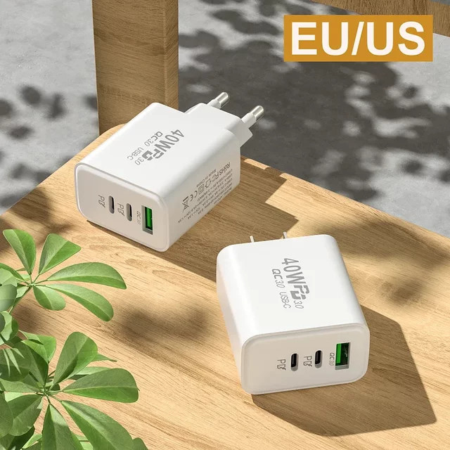 Maerknon USB-C-Ladegerät mit 40 W Power Delivery und Schnellladung 3.0 in Weiß - Bild 1