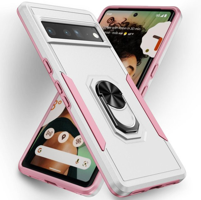 Robuste Militär-Handyhülle mit Magnetring und Stoßfestem Defender für Google Pixel 9 8A 8 7 7A 6 6A Pro in Weiß - Bild 1