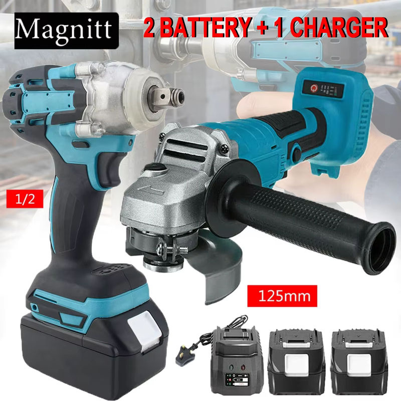 Makita LXT Akku-Elektrowerkzeug-Set mit 125 mm bürstlosem Winkelschleifer und Schlagschrauber, Blau, passend für 18V Akkus - Bild 5
