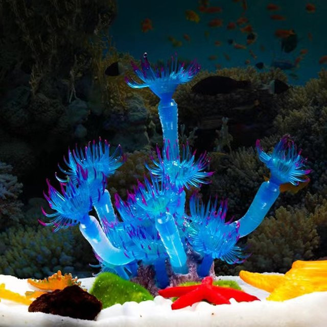 ZHIYANG Künstliche Korallen Dekoration für dein Aquarium in Grün aus Silikon - Bild 1