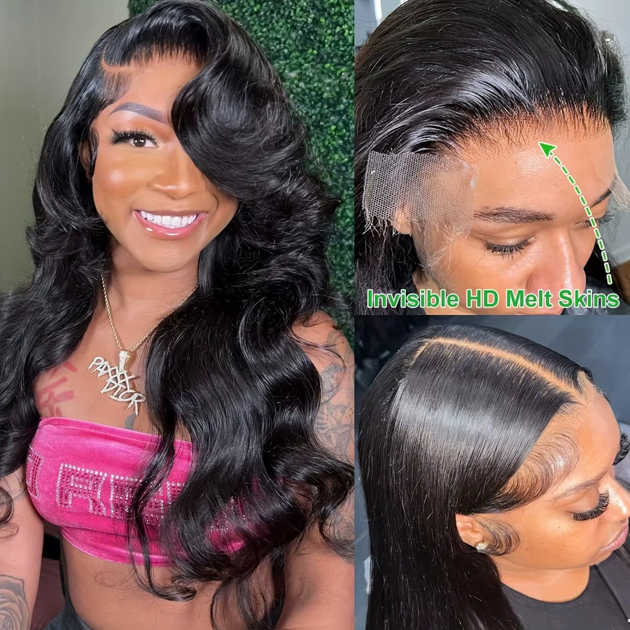 FIUMER Echthaarperücke, 13x6 Body Wave, Glueless, 200% Dichte - Bild 4