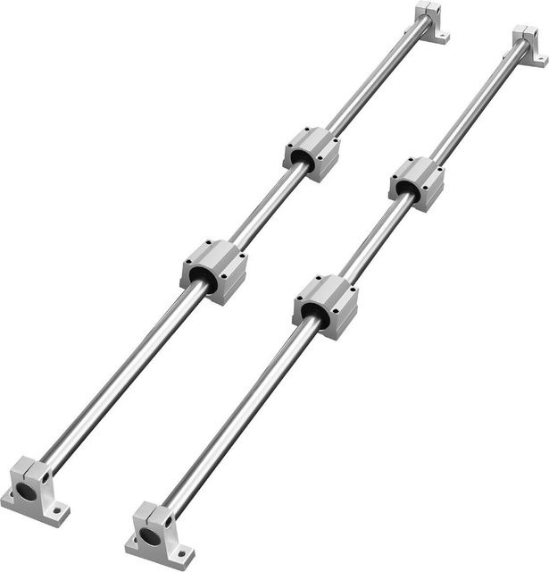 Buying Solutions MB Lineares Führungsschienen-Set SFC20 in Silber, bestehend aus 2 Führungsschienen (Länge: 1000 mm), 4 Linearwagen SC20 und 4 Schienenhaltern aus Stahl und Aluminium - Bild 1