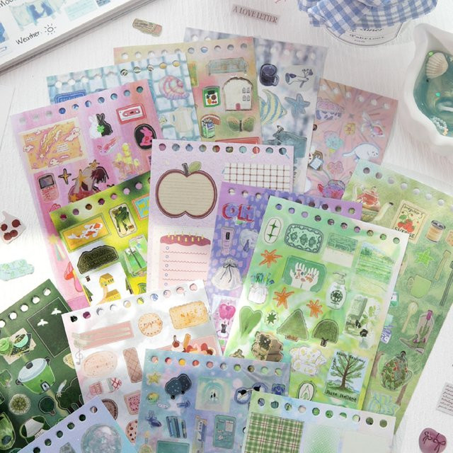 Mr.Paper Virtuelles Garten Stickerbuch mit 30 Blatt niedliche Y2K Ästhetik Aufkleber für Journal Scrapbooking und DIY Deko in Multicolour - Bild 1