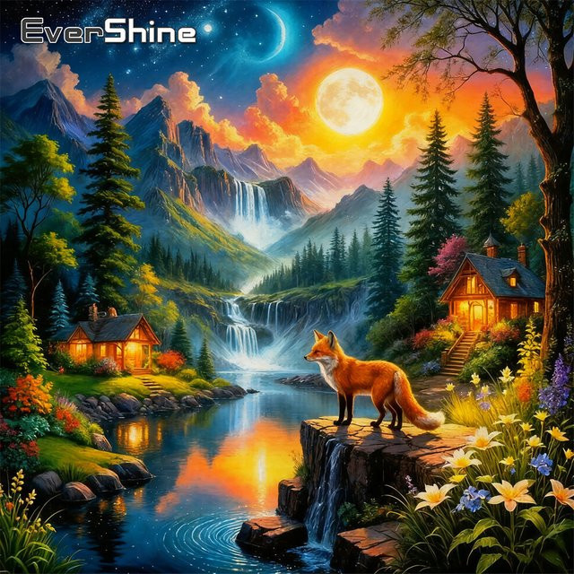 EverShine 5D DIY Diamant Malerei Berg Landschaft mit Wasserfall und Wald Motiv, Mehrfarbig, B/H: 20 x 20 cm - Bild 1