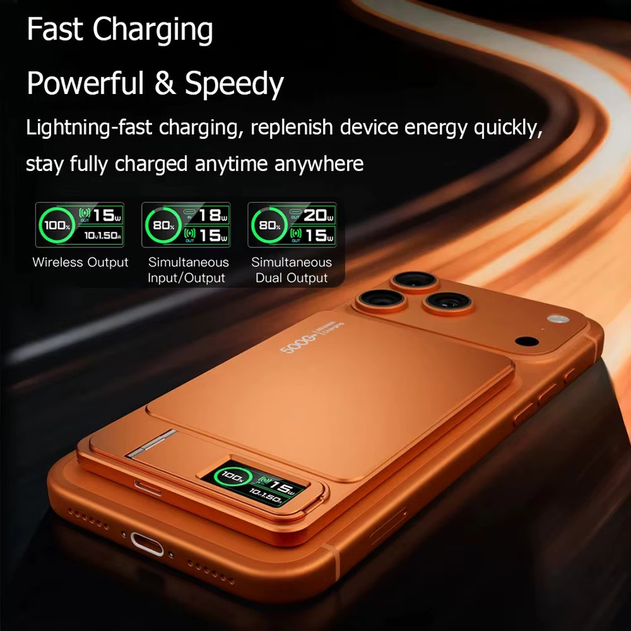 Taepiaai MagSafe Powerbank 10000mAh in Orange, Kabelloses 20W Magnetisches Schnell-Ladegerät und Tragbare Externe Batterie für iPhone und Samsung - Bild 3