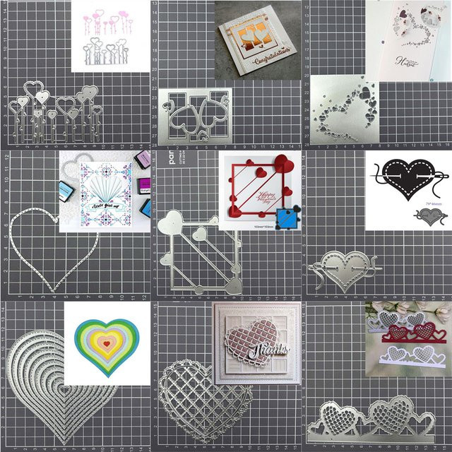 Silberne Metall Stanzform Herz für DIY Scrapbooking und Papierdekoration - Bild 1
