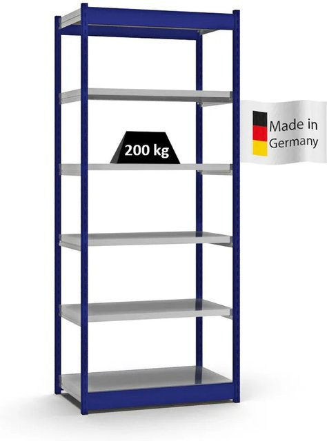 PROREGAL Fachbodenregal Stecksystem mit 6 Ebenen in Enzianblau, H x B x T: 250 x 102,5 x 50 cm - Bild 1