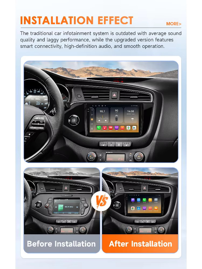 OSSURET Android 14 Autoradio mit CarPlay, Snapdragon 6115 8-Kern Prozessor, 360-Grad-Kamera und GPS für KIA CEED JD 2012-2016, Schwarz - Bild 5