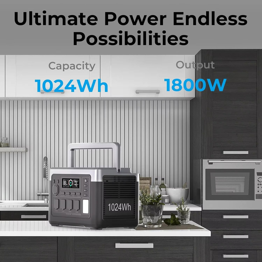 OUKITEL P1000 PLUS Tragbare Powerstation mit 1024Wh LiFePO4-Akku und 1800W Solargenerator für Outdoor, Camping und Notstromversorgung zu Hause - Bild 4