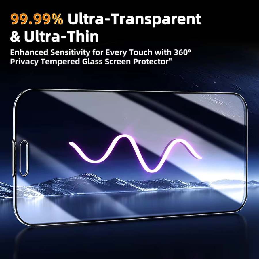 NNBILI 2 Stück Sichtschutz-Displayschutzfolien aus gehärtetem Glas für iPhone 17 16 15 14 13 12 11 Pro Max, transparent - Bild 3
