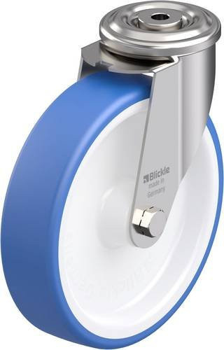 Blickle LEXR-POTHS 200G Edelstahl-Lenkrolle in Blau und Weiß mit 200 mm Rad-Durchmesser und 300 kg Tragfähigkeit - Bild 1